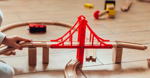 a toy bridge made out of blocks