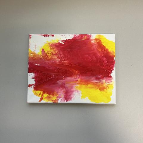 Abstract painting of red and yellow