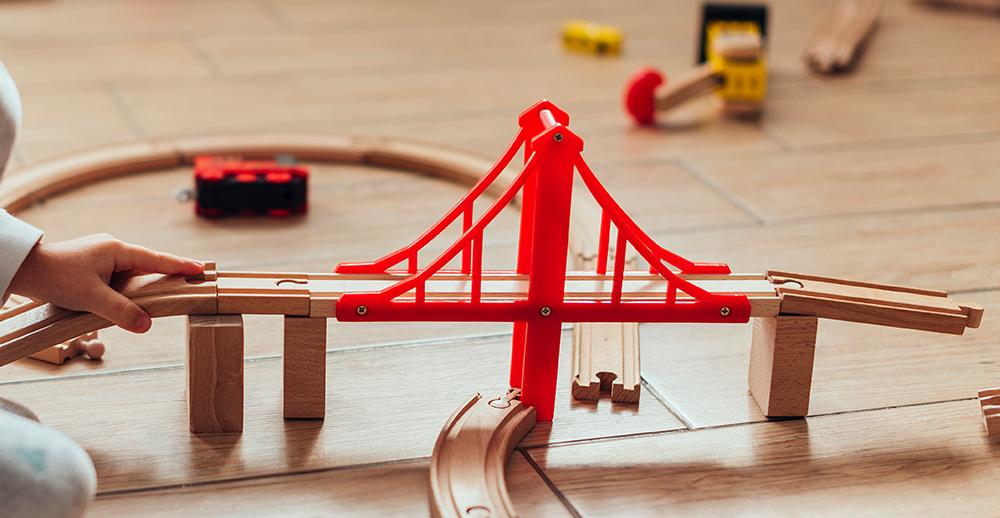 a toy bridge made out of blocks