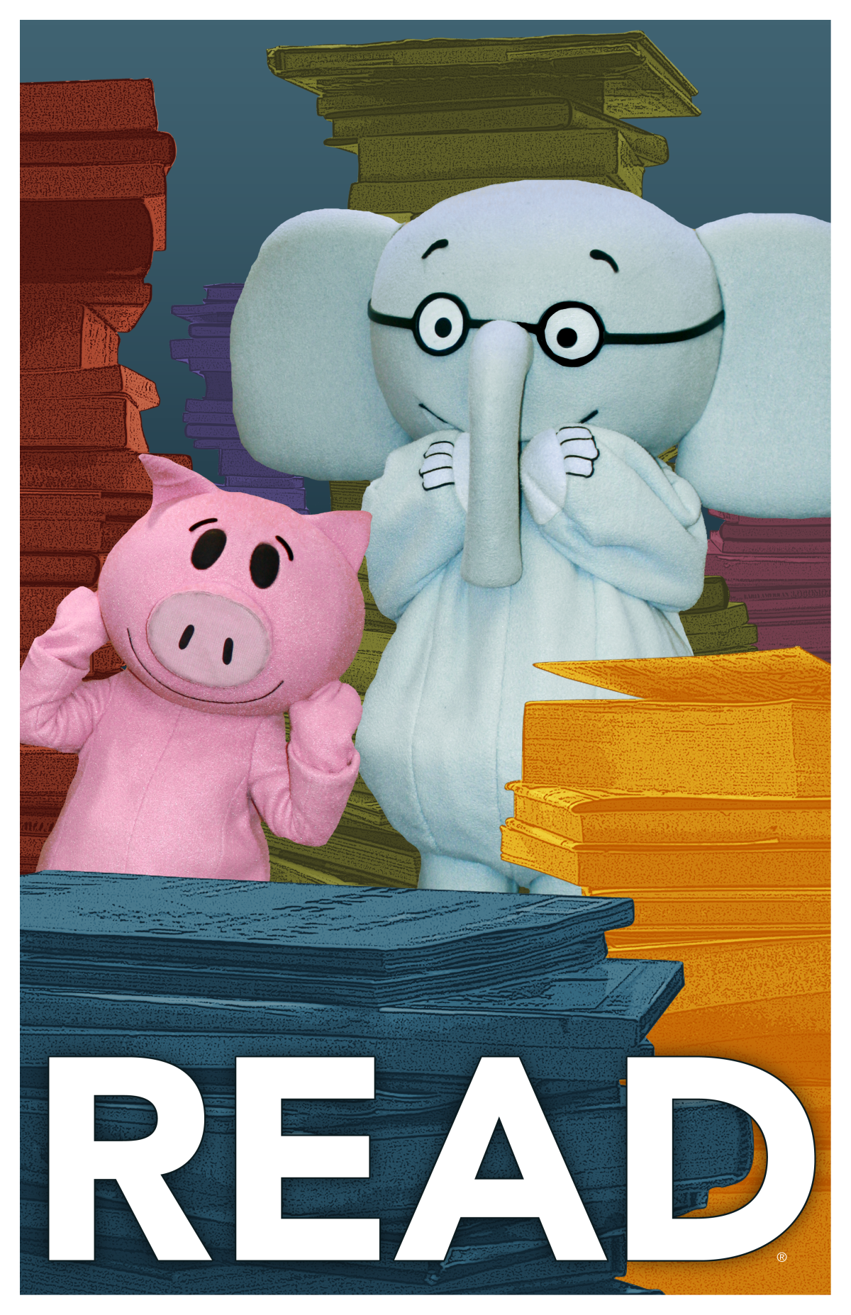 Elephant and Piggy Read Poster